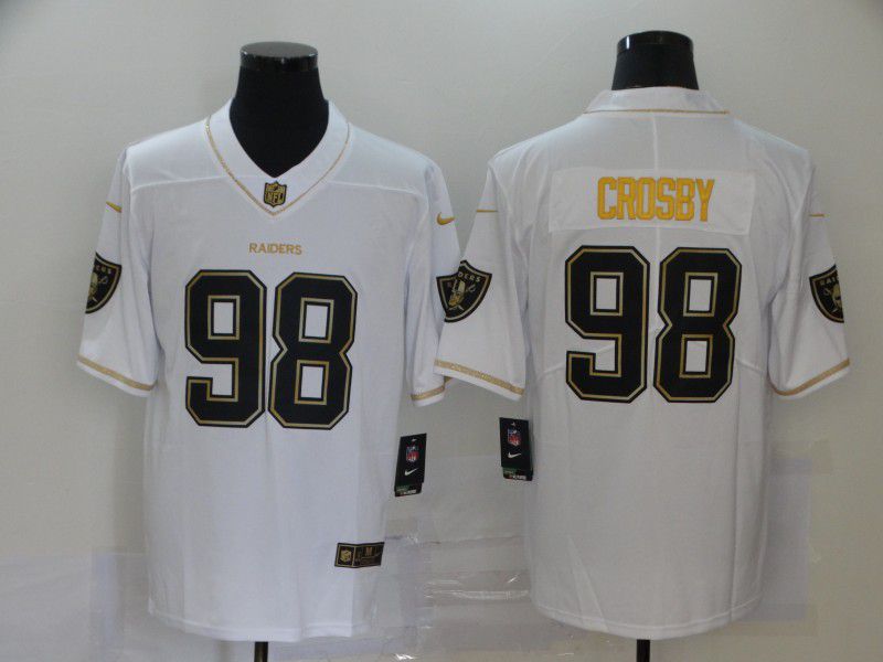 Men Oakland Raiders #99 Crosby White Retro gold lettering Nike NFL Jersey